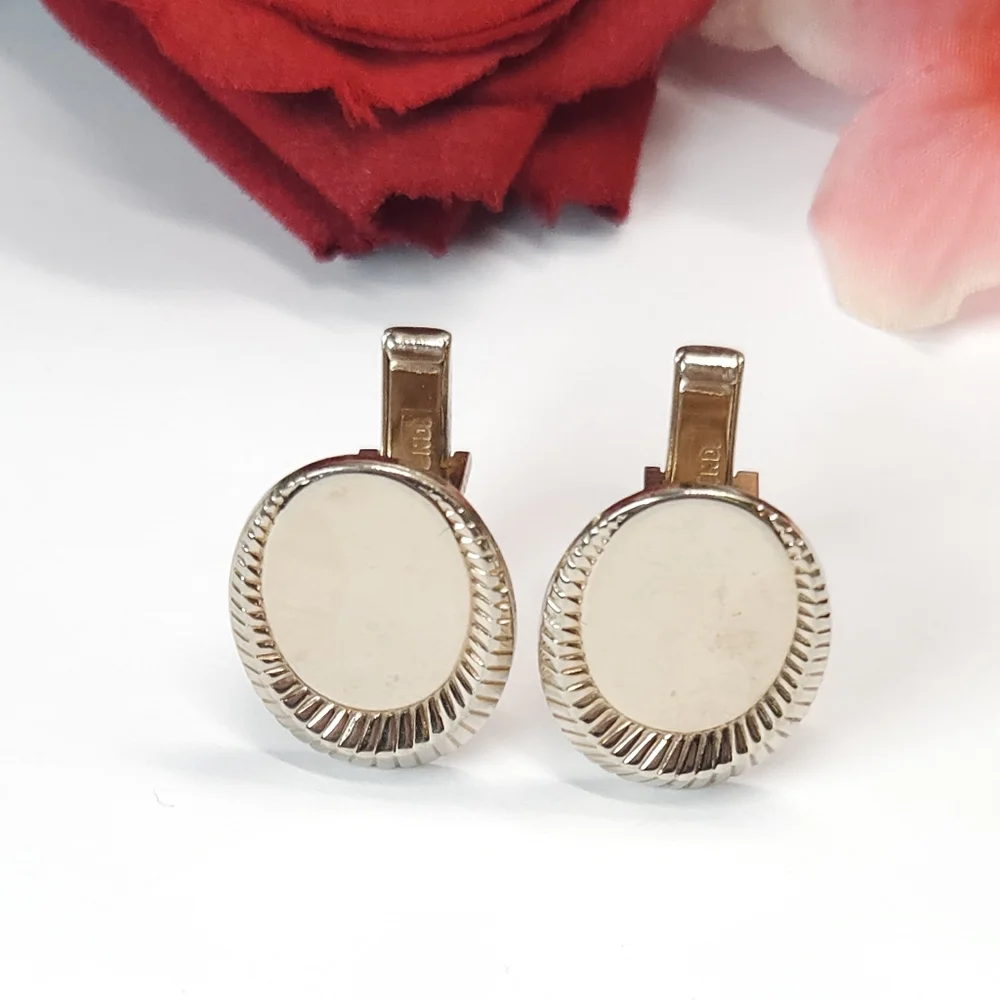 Vintage Geometric Gold Plated Cuff Links
